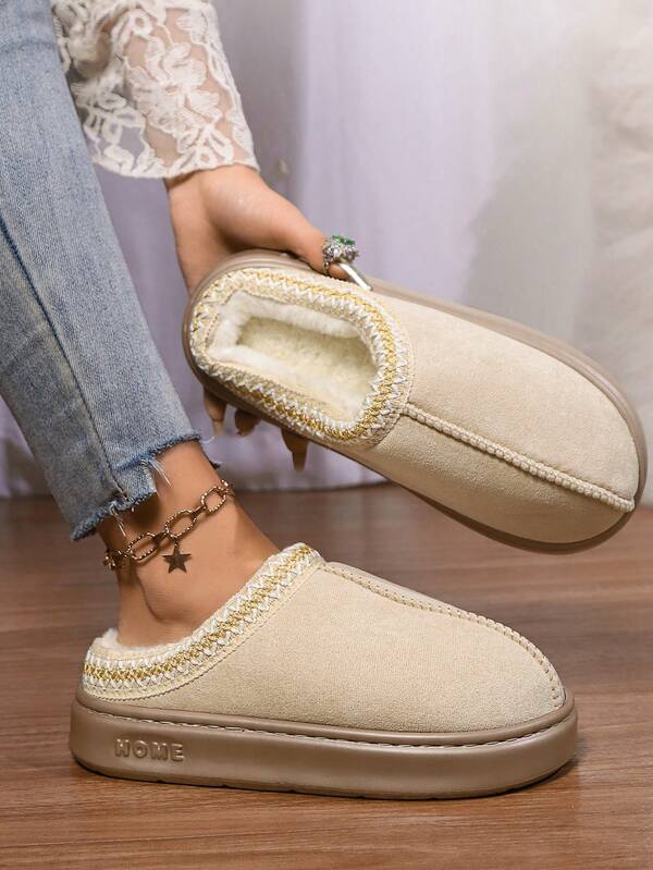 Pantuflas de dama de unicolor y peluche, cómodas y cálidas pantuflas para interiores hechas de piel artificial, con suelas suaves y antideslizantes, son zapatos perfectos para el dormitorio adecuados para el uso en el hogar en Halloween