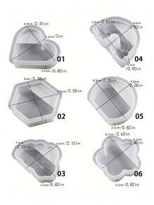 1 件 DIY 硅胶模具，用于卡片夹、半圆形、云朵、彩虹、六边形、心形卡片托盘、树脂、水晶、石膏模具 - 白色 - 查看 18
