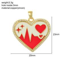 1pc Cute Girly Multi-Color Heart Copper Pendant, Handmade DIY Necklace, Bracelet, Earring Jewelry Charm, Suitable For Daily Wear, Great For Christmas Gift - Multicolor - View 34