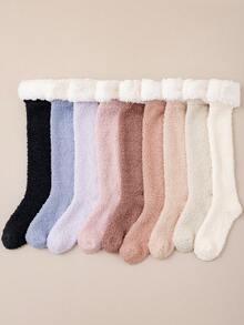 1 par de calcetines de felpa de coral para mujer, calcetines térmicos gruesos y cálidos para el invierno, adecuados para el hogar, el posparto y dormir