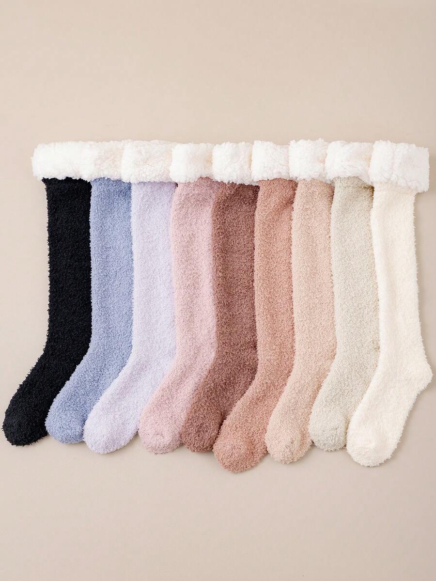 1 par de calcetines de felpa de coral para mujer, calcetines térmicos gruesos y cálidos para el invierno, adecuados para el hogar, el posparto y dormir