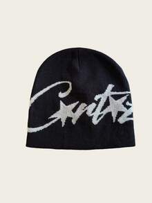 1pc Niche Letter Knit Beanie Hat, Unisex Autumn/Winter Warm Headwear, Suitable For Casual, Streetwear, Couples, Students