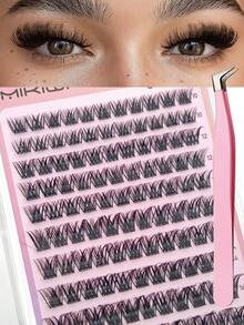 110Piece Self-Adhesive Wispy Cluster Lash Kit – No Glue / No Remover Press-On Cluster Lashes With Tweezers, Natural Soft Lightweight Reusable Lash Clusters, Pre-Glued Eyelashes For Easy DIY Daily & Party Wear - C - 查看 9