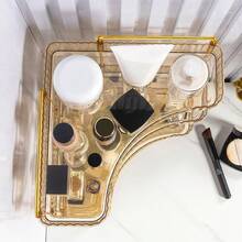 3 层、2 层、1 层 90° 旋转浴室梳妆台收纳架、护肤品和化妆品储物托盘、香水和化妆品梳妆台收纳架