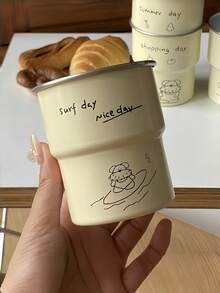 1个卡通小狗图案304不锈钢咖啡杯，也可作咖啡杯、茶杯、牛奶杯、露营杯使用。可爱小狗涂鸦旅行杯，不锈钢野餐杯，手持杯，便携耐用，适合露营、居家、办公使用，是馈赠亲友和节日送礼的理想之选。 - 米色 - 查看 7