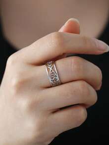 TEAMER 1 件简约不锈钢“耶稣”鱼形符号戒指，男女通用幸运符指环，送给朋友的个性化礼物 - 簡約系列 - 查看 2