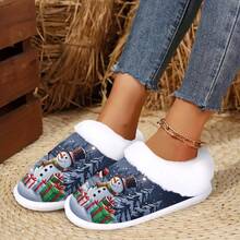 Regalo de Navidad, Pantuflas interiores/exteriores lindas de Papá Noel y Muñeco de Nieve, Pantuflas suaves para la casa, Zapatos de casa cómodos y esponjosos, Pantuflas de dormitorio cálidas de invierno, Suela de goma antideslizante