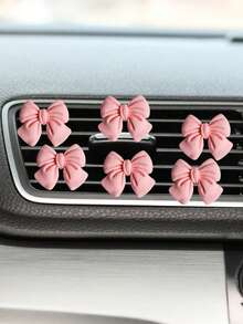 3/4/6pcs Pink Bow Car Interior Cute Car Interior Accessories ,Car Air Conditioning Vent Decorative Clip, Bow Car Air Vent Decorative Clip,Cute Air Freshener Holder For Car AC Vents, Fashionable Car Interior Accessories For Women,Girly Dashboard Decor