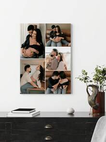 1pc Framed Personalized Custom 5 PhotoPhoto Collage Canvas, Rustic Farmhouse Wall Art With Wrapped Wood Frame, Wedding Gift, Multi-Purpose Wall Decoration For Commemorative Murals Of Couples, Family Members Or Friends, Vintage Style Artwork, Perfect For Room Decor - Multicolor - View 3