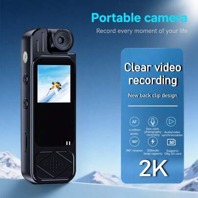 2K Mini Body Camera 1.3inch Screen 180° Rotatable Lens Body Mounted Camera Small Portable IR Night Vision Body Camera Camera Bike 1000mAh Large Capacity And Ultra-Long Standby Time