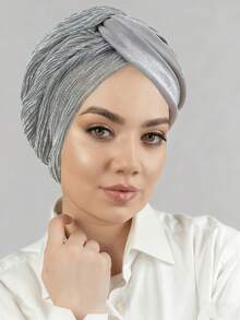 1 件女士长袍配饰纯色头巾帽子头巾头巾头带日常下帽面纱服装 - 顏色 - 查看 10