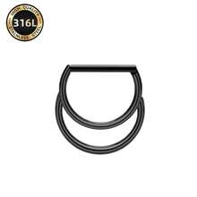 1pc 316L Stainless Steel D-Shape Double Layer Nose Septum Clicker - Suitable For Nose Ring, Cartilage, Ear Helix, Hinged Segment, Seamless Daith Conch Piercing Jewelry, 16G - 1pc - View 13