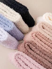 1 par de calcetines de felpa de coral para mujer, calcetines térmicos gruesos y cálidos para el invierno, adecuados para el hogar, el posparto y dormir