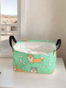 1 Stück Cartoon Welpen Muster offene Aufbewahrungsbox, multifunktionaler Aufbewahrungskorb mit Griff, Geschenk für Feiertage, Muttertags-/Vatertags-Geschenk, Aufbewahrung für Babybedarf, Windeln, Alltagsorganizer für Wohnzimmer, Badezimmer, Küche, faltbare Kleideraufbewahrung, süß und leicht, geeignet für Zuhause, Kinder, Kinderzimmer