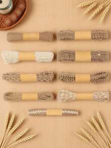 1 Set Vintage Schleifengeschenkverpackung Twine Spitze Hanfseil Rolle Handgeflochtener Twine für Bekleidungszubehör DIY Bastelprojekte, ideal für individuelle Mode-Verzierungen und Geschenkverpackung zu Feiertagen - Verschiedenfarbig - Übersicht 4