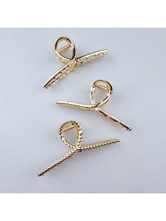 3pcs Women Minimalist Metals Hair Claw Street Y2k Claw Clips Hair Clips Hair Jaw Clip Hair Clamps Hair Clutch Hair Catcher Clip, School Stuff, College Fall Winter Hair Accessories For Women For Vacation Outfits Woman