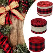 3 Rolls, Red-Toned Plaid Ribbon Christmas-Themed Red-And-Black Plaid Pattern Perfect For Gift Boxes, Staircases, Doors And Windows, Christmas Tree Decorations, And Craft Embellishments Home Decor Christmas Decorations Room Decor Winter
