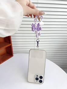 1pc Big Bow Pearl Decor Phone Lanyard, Bag/Camera Charm