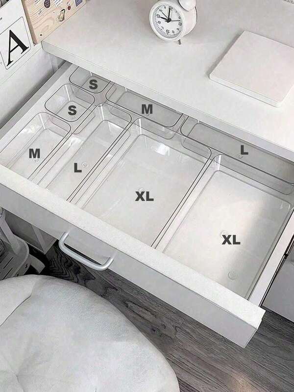 Organizadores de cosméticos transparentes para cajones - Cajas de almacenamiento y clasificación para el tocador, organizadores de perfumes, estuches para lápices de labios, soportes para lápices de cejas, cajas de almacenamiento navideñas (apilables y combinables), decoraciones de tocador para Año Nuevo (decoración del hogar)