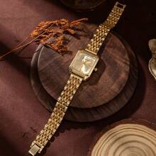 xinyunkou New Luxury Steel Band Women's Watch, Fashion Minimalist Square Quartz Wristwatch For Ladies - Gold - View 4
