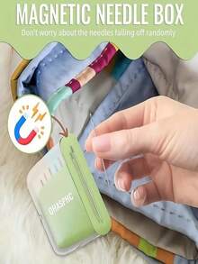 便携式旅行磁性缝纫针盒，包含锋利的缝纫针、磁性针架和超强磁性迷你针收纳盒，适用于手工缝纫、缝纫工具套装、缝纫盒，颜色/款式随机。