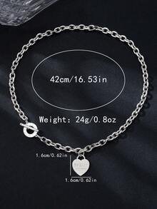 1條女士心形吊墜項鍊-獨特的鎖骨鏈適合t恤、汗衫、嘻哈、甜美、酷炫毛衣。適合情侶的裝飾配件 - 黑色 - 查看 4