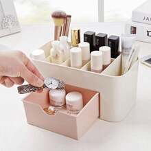 1pc Drawer Cosmetic Storage Box, Makeup Brush Finishing Box, Jewelry Skin Care Products Lipstick Facial Mask Compartment Storage Rack, Dressing Table Storage Box, Bedroom Bathroom Accessories, Makeup Organizer, Vanity Organizer, Home Storage Supplies