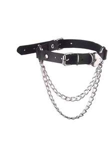 1 pezzo Collana choker in pelle stile punk rock, collana asimmetrica a catena, gioiello di moda unisex