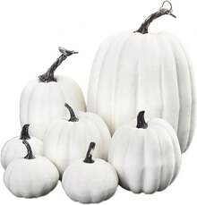 700 Piezas Decoración de Halloween Calabaza Artificial Decoración de Verduras Falsas - Calabaza Artificial - Decoración de Estatua de Calabaza Decoración de de Halloween Amarillo - blanco - Ver 6