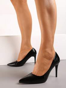 Elegantes tacones de aguja - Tacones clásicos para mujer para el trabajo/oficina y la noche/fiesta - Negro - Ver 2