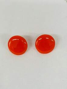 Braided Wire Necklace Set With Double Pendant + Resin Button Earrings – Sophistication In Every Detail. - Orange - View 2