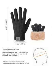 1 Pair Men's Warm Gloves, New Thickened Polar Fleece Winter Touchscreen Knitted Gloves, Outdoor Double-Layer Windproof Winter Gear