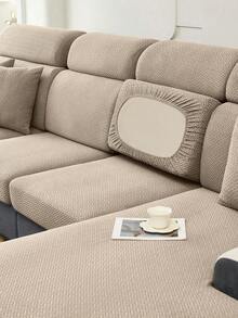 1 Vỏ đệm ghế sofa Jacquard dày màu trơn, co giãn chống trượt, trang trí nhà cửa mọi mùa - Màu Khaki - Xem 7