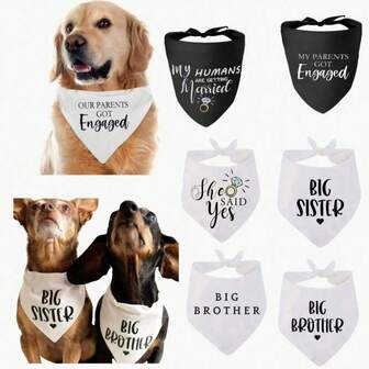 1pc Pet Bandana Bibs, Dog Cat Scarf Triangle Bibs, Designs: My Humans Are Getting Married, Big Brother, She Said Yes, Baby Food Tester, Suitable For Parties, Weddings, Baby Showers And More Occasions
