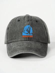 1pc Printed Washed Baseball Cap, Outdoor Sun Protection Casual Hat Suitable For Travel, Beach, Vacation, Fashion Versatile Y2K Style Unisex Sun Hat