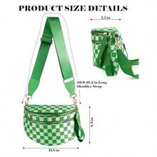 Checkered Nylon Crossbody Bag Bum Bag For Women Spacious Checkered Crossbody Purses Shoulder Handbag - Green Checkered - 查看 5