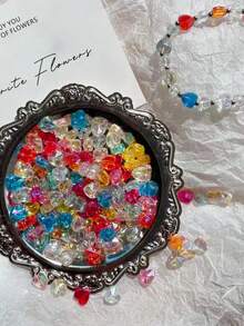 About 50pcs 8*8*5mm AB Colour Heart Shape Acrylic Beads Loose Spacer Beads For Jewelry Makeing DIY Handmade Bracelet Accessories