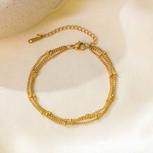 1pc Stainless Steel Bead Chain 3-Layer Bracelet, Fashion Minimalist Layered Bead Chain Bracelet, Lightweight Luxury Niche Versatile Accessory Suitable For Girls And Women Daily Wear (Bead Quantity Random)