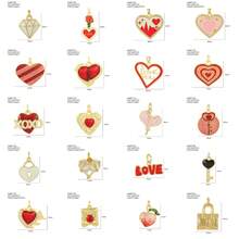 1pc Cute Girly Multi-Color Heart Copper Pendant, Handmade DIY Necklace, Bracelet, Earring Jewelry Charm, Suitable For Daily Wear, Great For Christmas Gift - Multicolor - View 2