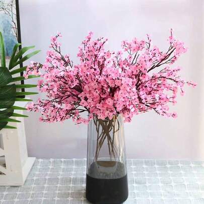 6 piezas de tallos de flores artificiales de Gypsophila rosa, acentos de decoración del hogar, relleno de jarrón para centro de mesa de boda, arreglo floral para decoración de fiestas, eventos y días festivos