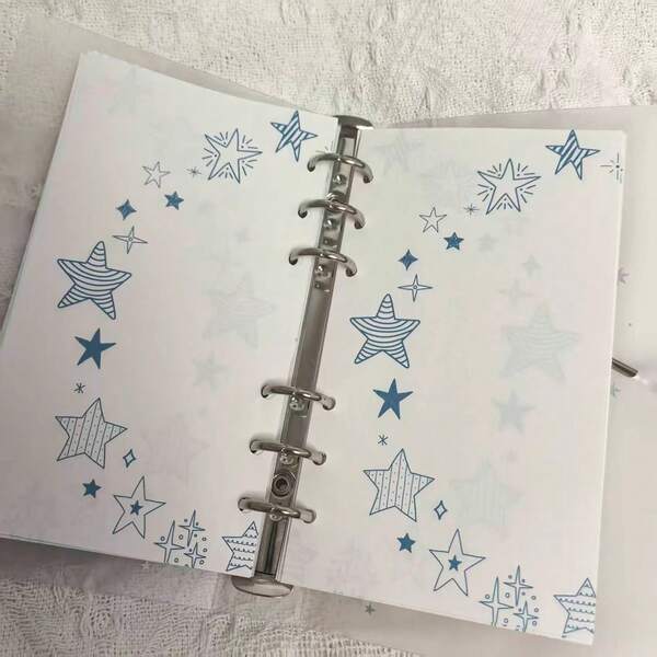 Ricariche per quaderno A6, pagine per quaderno a fogli mobili, ricariche per diario fatte a mano, A6 perforate, 10 pezzi con disegno a stelle
