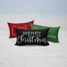 1件圣诞文字装饰抱枕套，可重复使用可水洗防滑抱枕套，沙发卧室装饰，适用于婚礼、派对、节日、毕业典礼、家居装饰等场合。 - 彩色 - 查看 3