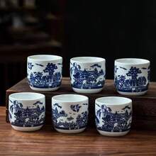 6 件复古中式陶瓷茶杯，高温烧制，带有精美的花卉贴花，适合家庭、餐厅和酒店使用 - 彩色 - 查看 15