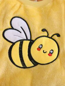2pcs Set Fashionable Cute Bee Embroidered Sweatshirt And Adorable Embroidered Pants Set, Comfortable Outfit - Yellow - View 5