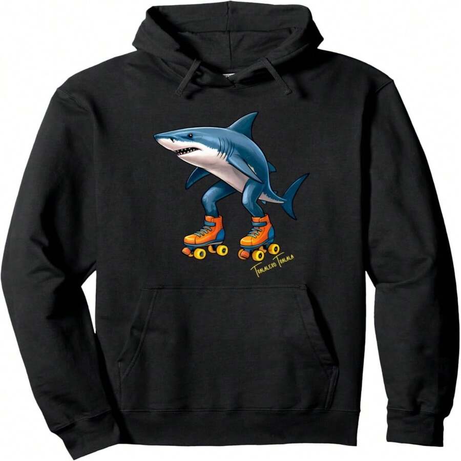 Tralalero Tralala Tee Brain Red Funny Shark Meme Pullover Hoodie - Black 10 - View 1