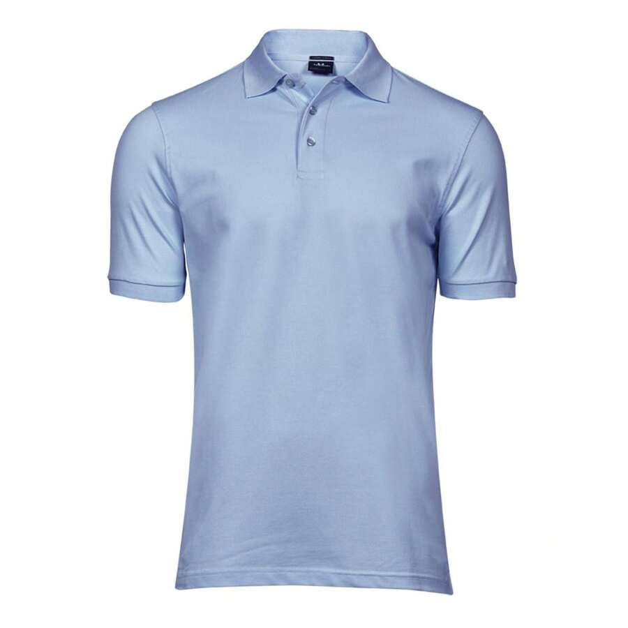 Mens Luxury Stretch Short Sleeve Polo Shirt (Light Blue) - Blue - View 1