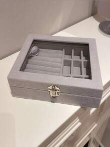 1PC Jewelry Box ,Jewelry Organiser,Transparent Jewelry Storage Box Stylish Organizer For Earrings Bracelets Necklaces Clear Accessory Box Women Jewelry Holder Display Case Fashionable Storage Solution