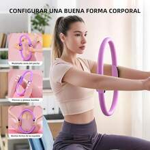 NEWKIBOU Kit de Pilates en Casa con Aro Pilates 15Pulgada/38CM, 5 Bandas de Resistencia,Bola de Pilates 25cm y 2 Pares Calcetines Yoga - Pilates Equipment Toning Arms and Thighs - Morado - Ver 2