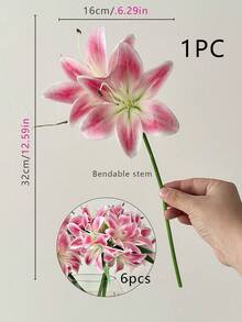 1/5PCS 人造百合花茎，简单的涤纶假花，适用于家居装饰、情人节、生日毕业礼物，适合新年、万圣节、圣诞节、婚礼胸花、生日、母亲节和家居装饰使用（款式随机）1PC/3PCS/5PCS 人造花采用柔软的聚氯乙烯材料制成，形状灵活且易于存放，非常适合家居装饰