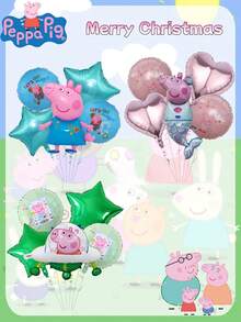 5 pièces Combinaison de ballons de décoration de fête de dessin animé Peppa Pig. Meilleur cadeau de fête pour de bons amis, décoration d'ambiance de fête, décoration de fête parfaite, décoration de la maison, décoration parfaite de la chambre, cadeau de Noël, Saint-Valentin, cadeau idéal pour l'ami, convient pour les célébrations d'anniversaire, souvenir pour femmes, mignon esthétique, Saint-Valentin, cadeaux, décorations, décoration de la maison, cadeaux de la Saint-Valentin, décorations de Noël, hiver
